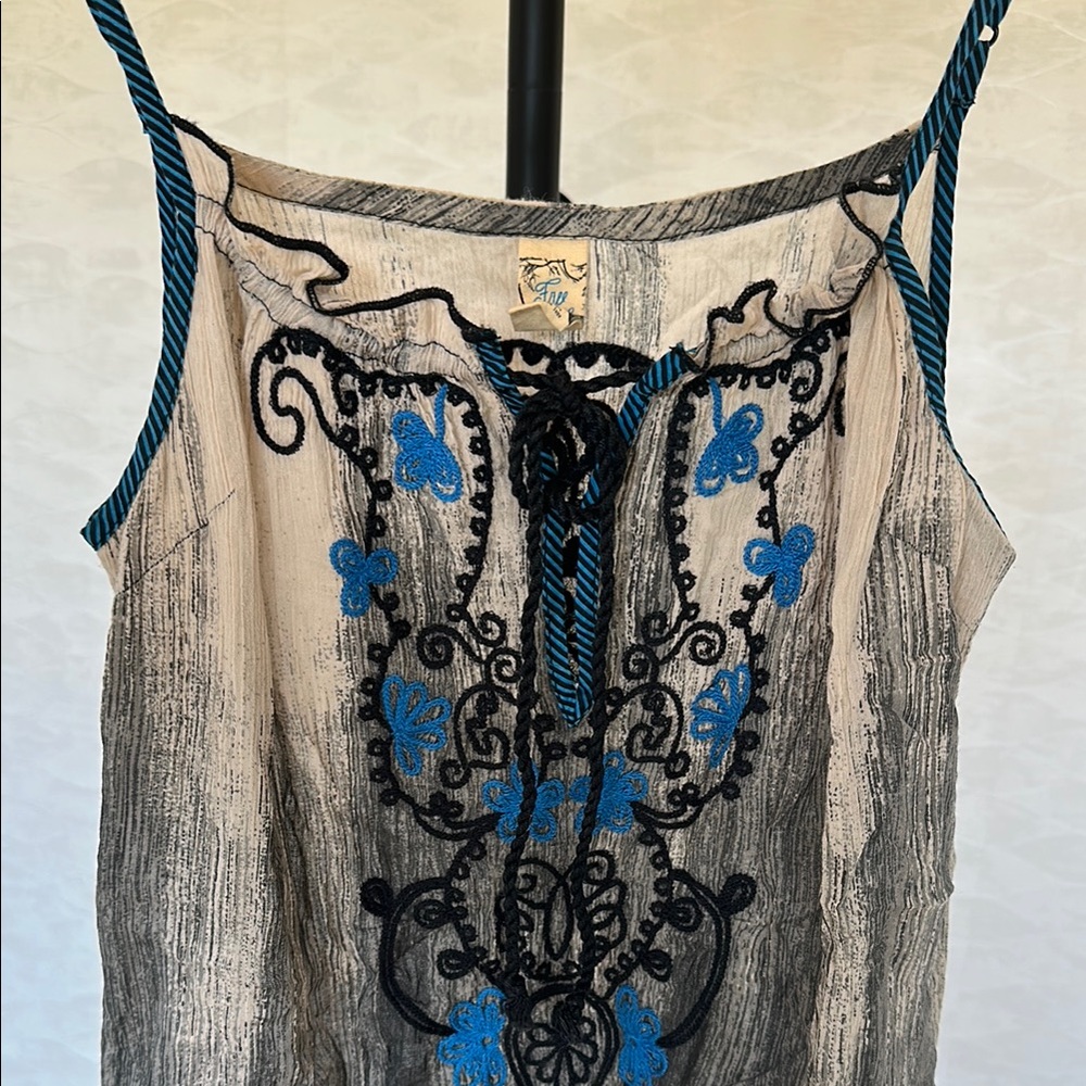 Free People Vintage Embroidered Sleeveless Top